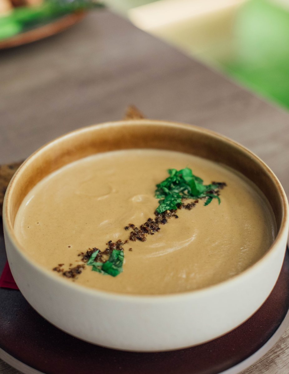 Thick soup with a visible potato base